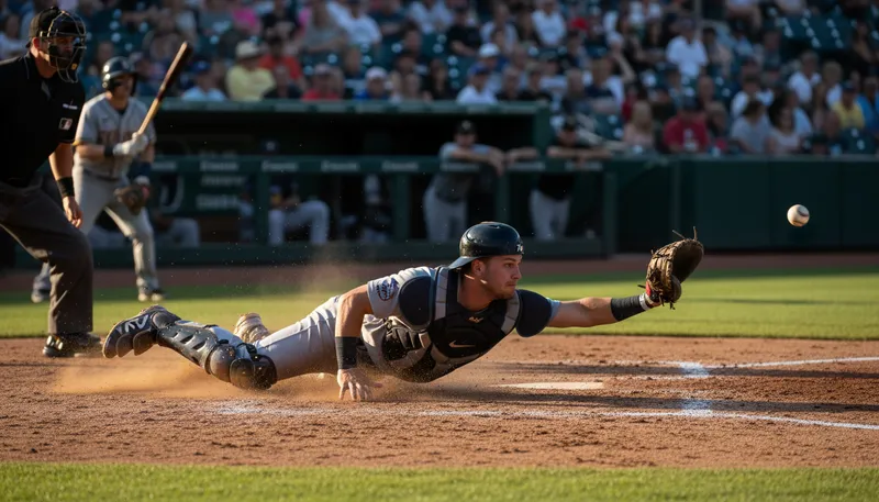 Illustration of catcher: A player who catches the ball.