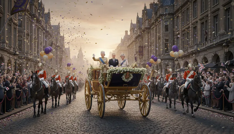 Illustration of monarchy: A government led by a king or queen.