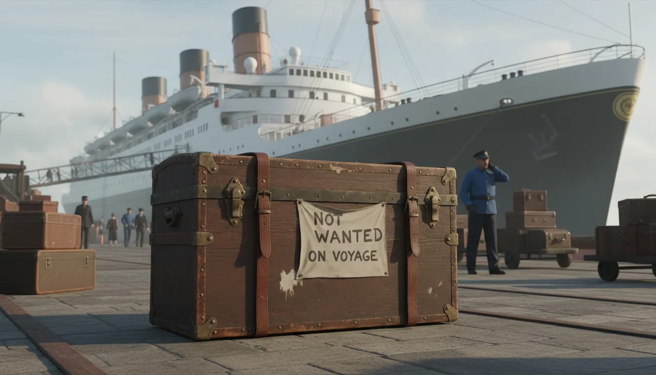 Illustrazione di not wanted on voyage: not needed during a trip by ship