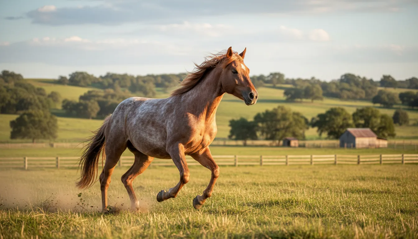 Illustrazione di roan: A horse with a mixed coat color.
