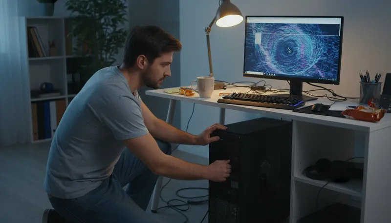 Illustration of reboot: to restart a computer or system.