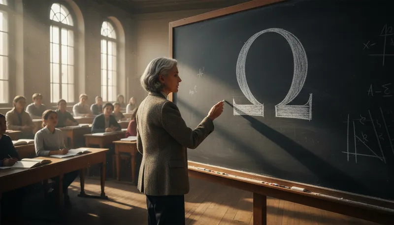 Illustration of omega: The last letter of the Greek alphabet.