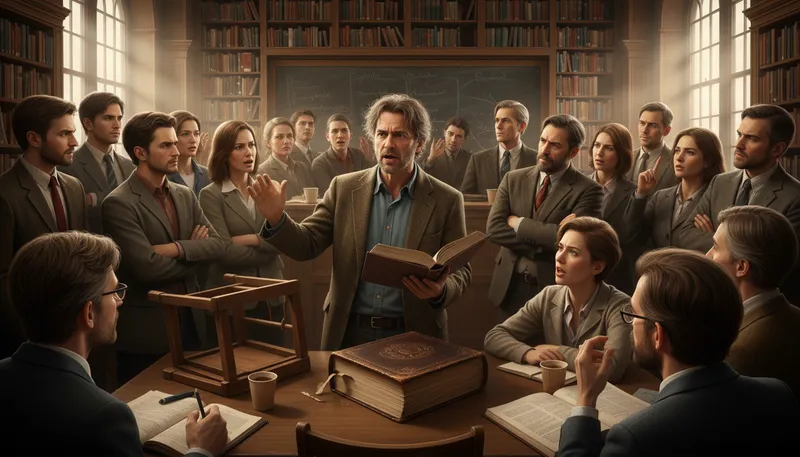 Illustration of revisionism: Changing accepted beliefs about history or facts.