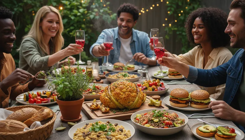 Illustration of vegetarianism: The practice of not eating meat.