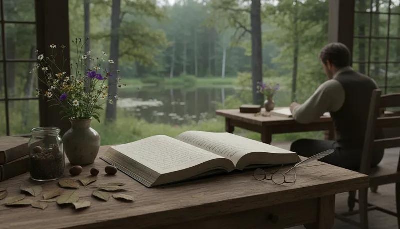 Illustration of thoreau: an American author and philosopher