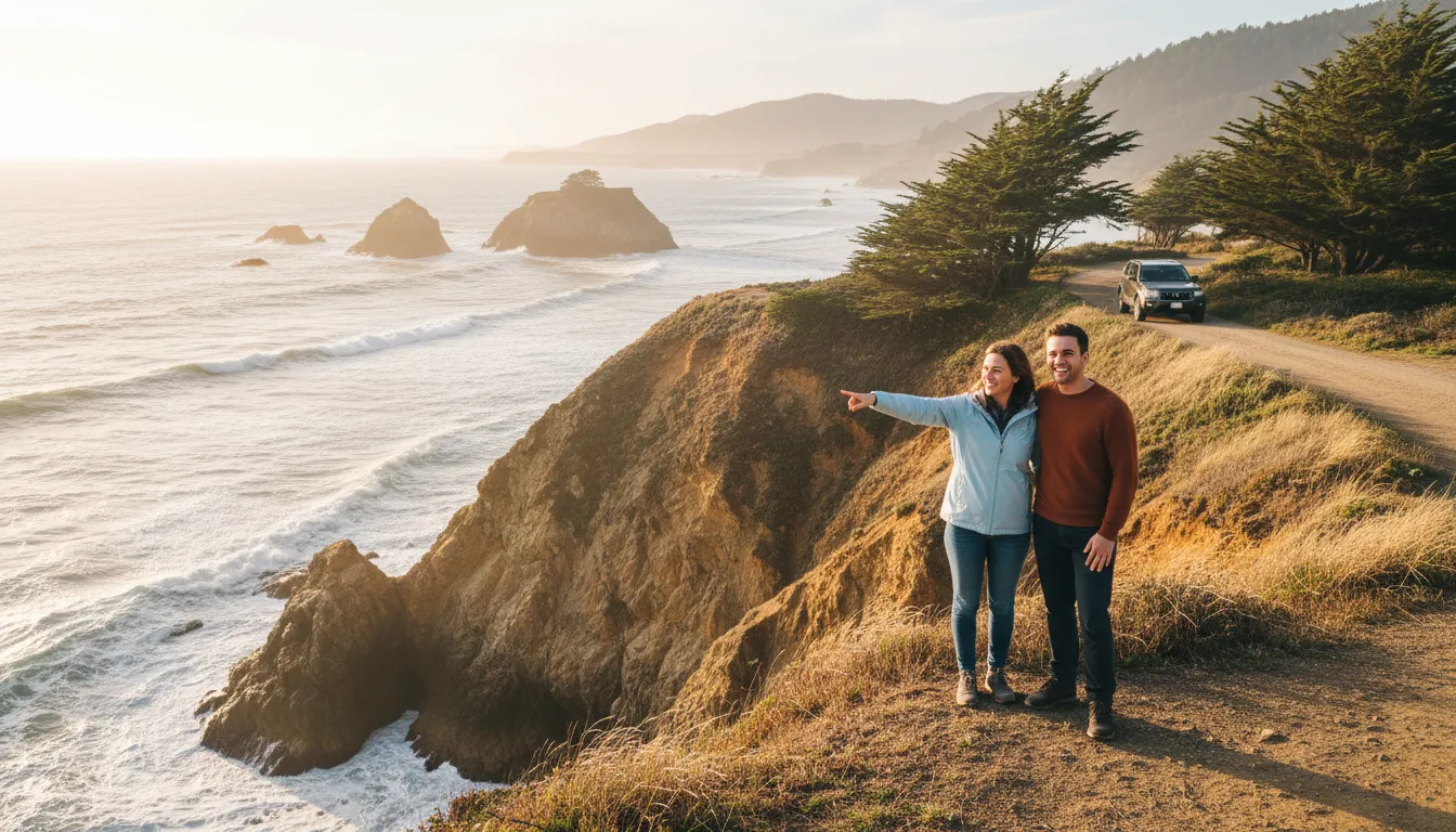 Illustration von Mendocino: A coastal region in California, known for beauty.