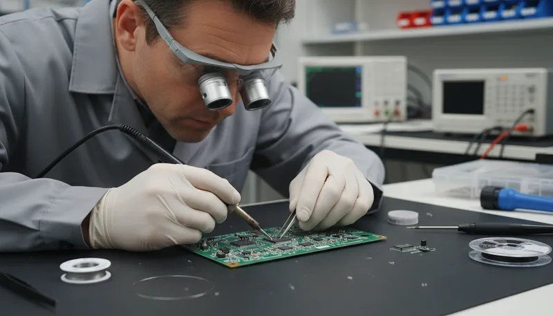 Illustration of SMT: abbreviation for surface mount technology in electronics