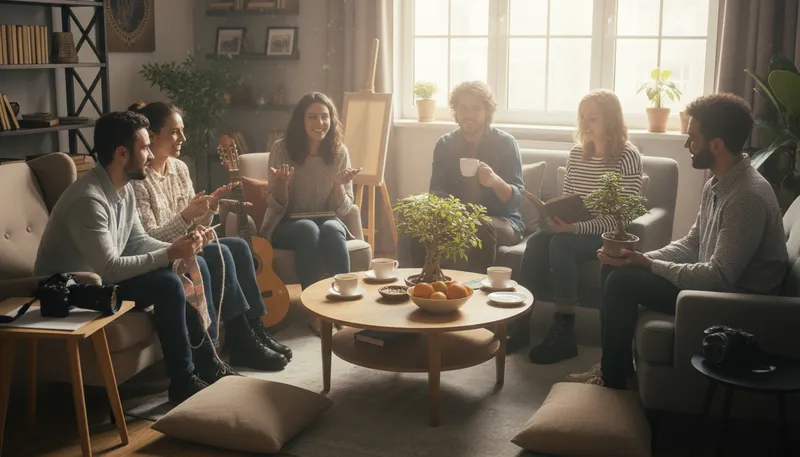 Illustration of circle: group of people with shared interests