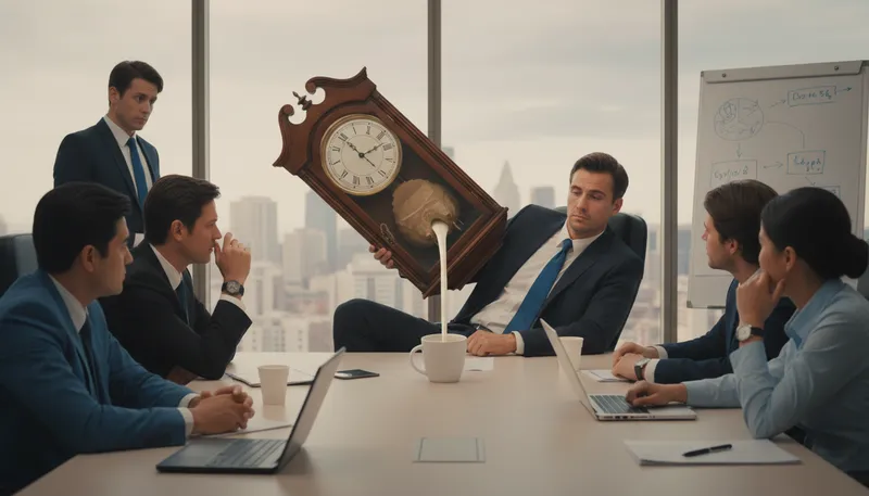 Illustration of milk the clock: to waste time or delay unnecessarily
