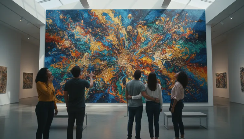 Illustration of art: Creative work like painting or music.
