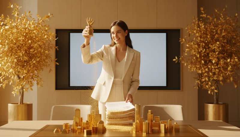 Illustration of midas touch: Ability to make money easily.