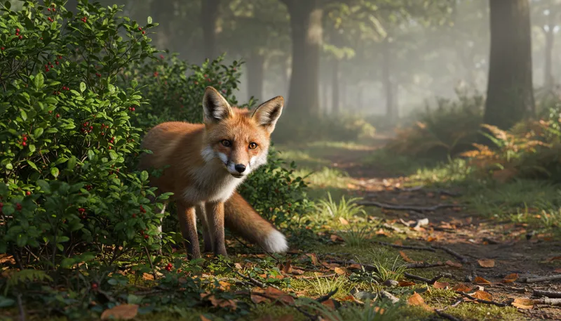 Illustration of fox: A small, wild animal with a bushy tail.