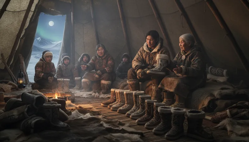 Illustration of mukluk telegraph: An informal communication method, often humorous.