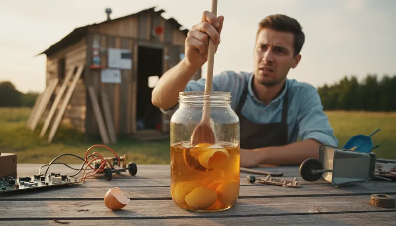 Illustration of eggs in moonshine: a foolish or unlikely plan.