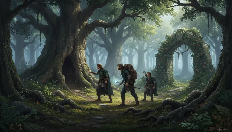 Illustration of sherwood: A forest known for its legends and folklore.