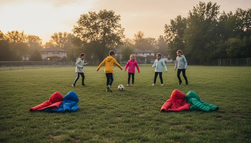 Illustration of jumpers for goalposts: improvising rules or standards in a game.