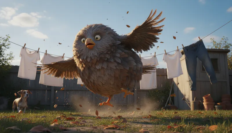 Illustration of feathered oof-bird: A playful term for a silly or clumsy bird.