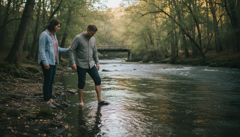 Illustration of you can't step in the same river twice: things always change over time.