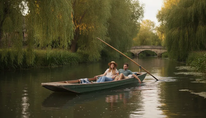 Illustration of punt: A flat-bottomed boat for shallow waters.