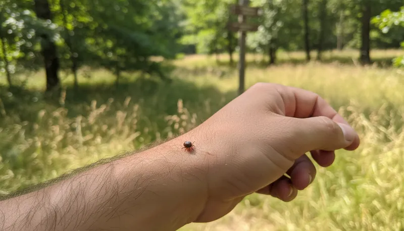 Illustration of tick: a small bloodsucking arachnid