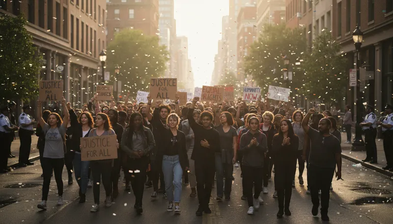 Illustration of hit the streets: protest or demonstrate publicly