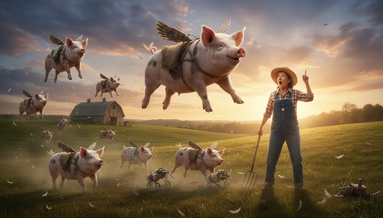 Иллюстрация pigs can fly: something that will never happen