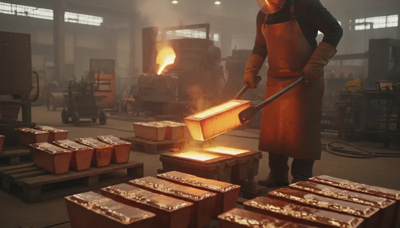 Illustration of smelter: A facility for extracting metals from ore.