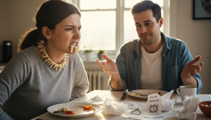 Illustration of fed up to the teeth: Extremely annoyed or tired of something.