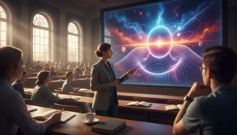 Illustration of spacetime: The four-dimensional continuum of space and time.