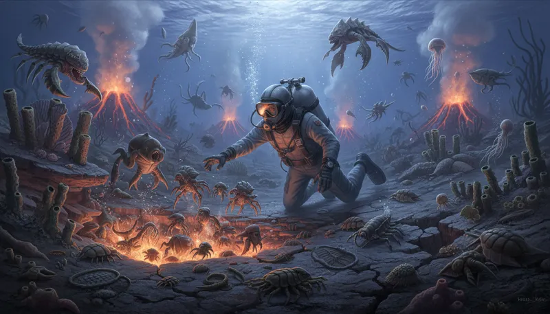 Illustration of cambrian: Relating to a geological period over 500 million years ago.