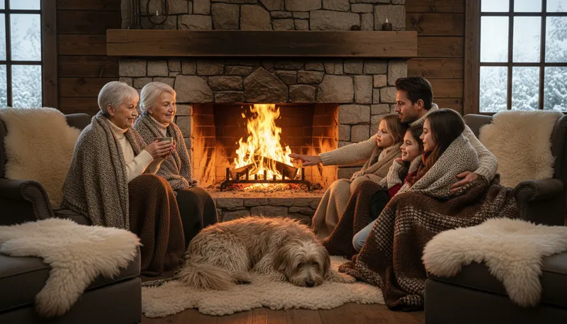 Illustration of hearth: The floor of a fireplace; warmth and home.