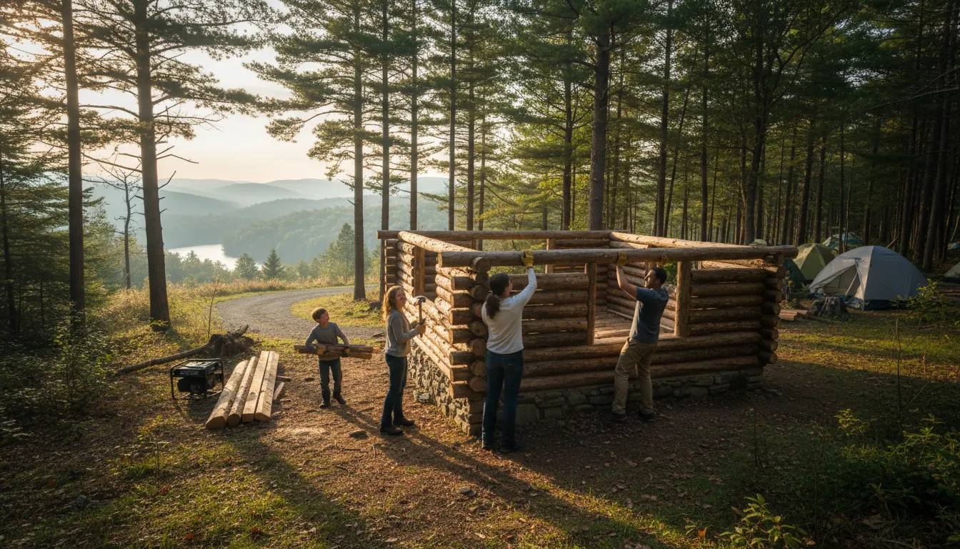 Pocono-এর ইলাস্ট্রেশন: A region in Pennsylvania known for outdoor activities.