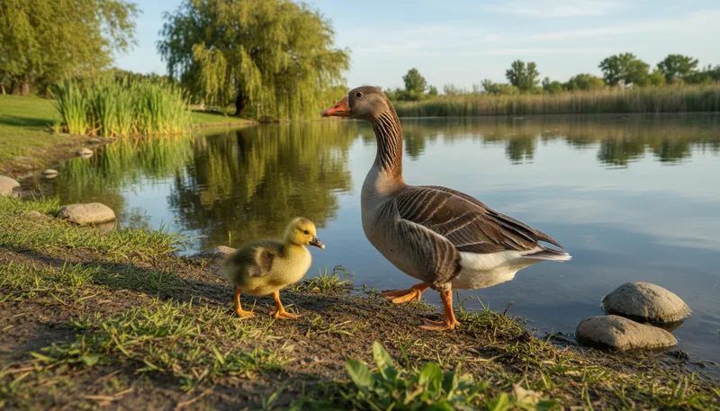 Illustration of gosling: A young goose or baby goose.