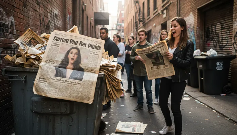 Illustration of yellow press: Sensationalized news media or journalism.