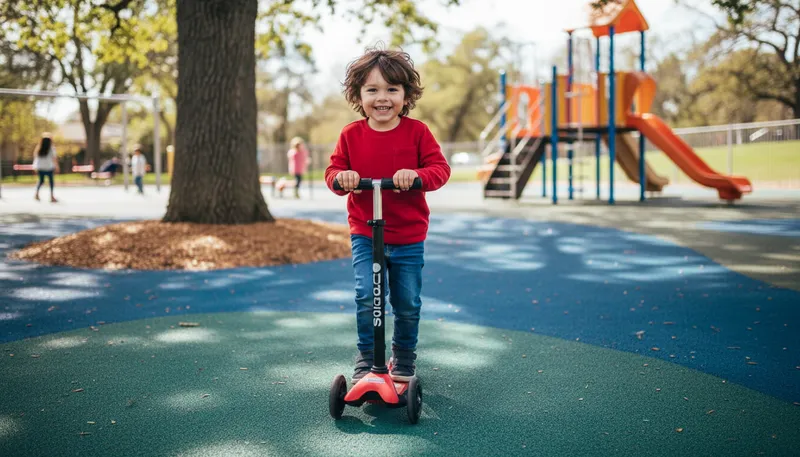 Illustration of scoot: To move quickly or hurriedly, often on a scooter.