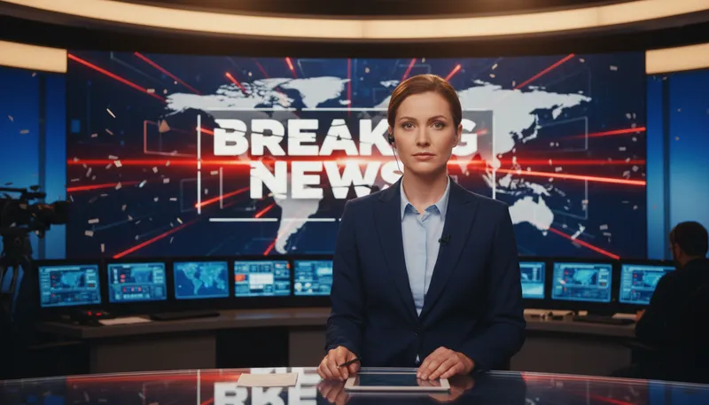 Illustration of anchor: news presenter who leads a broadcast