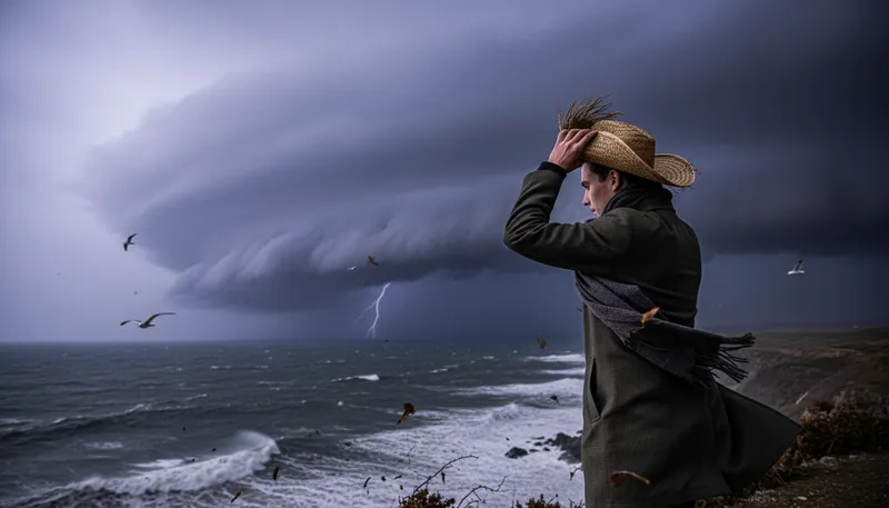 Illustration of hang on to your hat: brace yourself for unexpected change