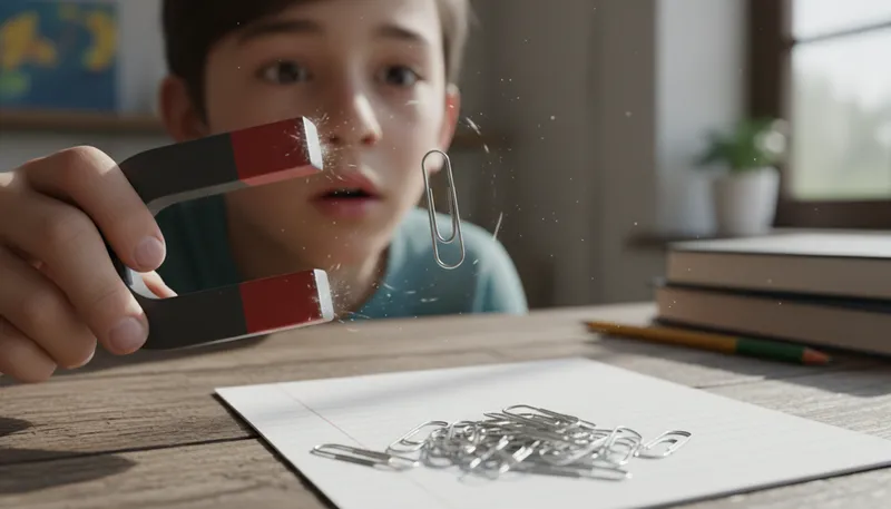 Illustration of magnetism: The force that attracts certain metals.