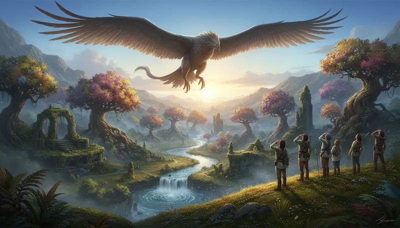 Illustration of rukh: A mythical bird in Persian literature.