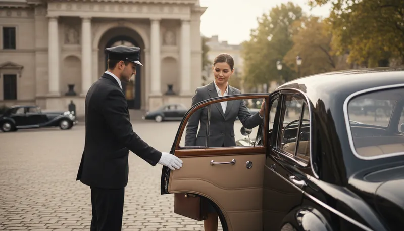 Illustration of chauffeur: Driver for a private vehicle.
