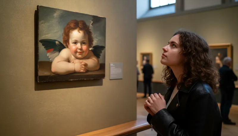 Illustration of cherub: A chubby, innocent child often depicted in art.