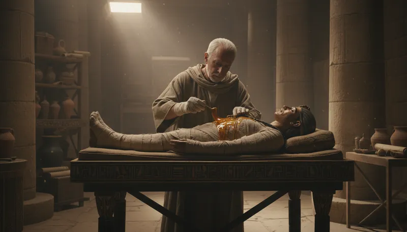 Illustration of embalm: To preserve a body after death.