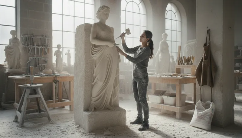 Illustration of marble: A smooth, hard stone often used in sculptures.