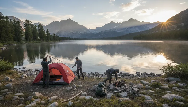 Illustration of camp: A place for outdoor activities and sleeping.