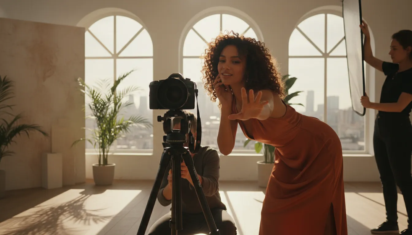 Ilustrasi make love to the camera: pose flirtatiously or dramatically for photos.