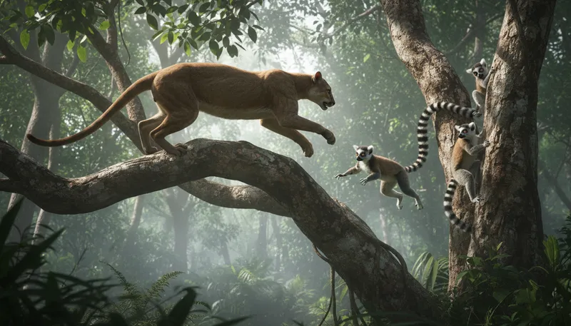 Illustration of fossa: Carnivorous mammal native to Madagascar.