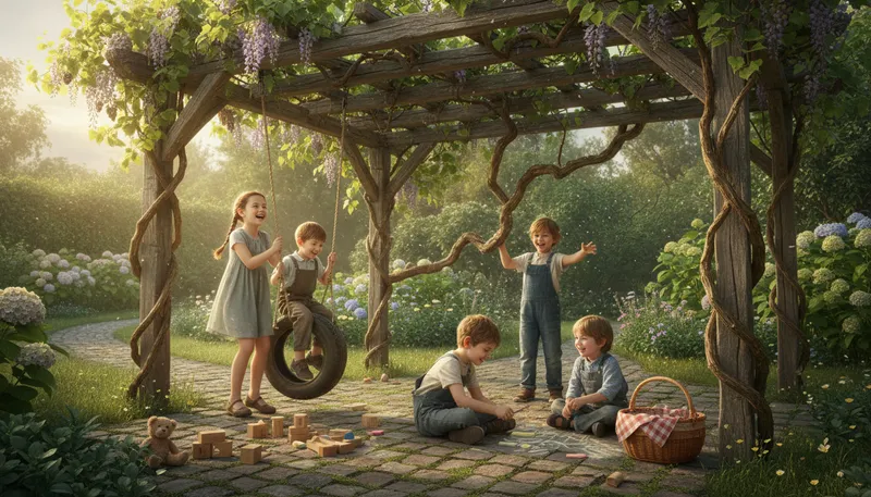 Illustration of arbor: A shady area with trees.