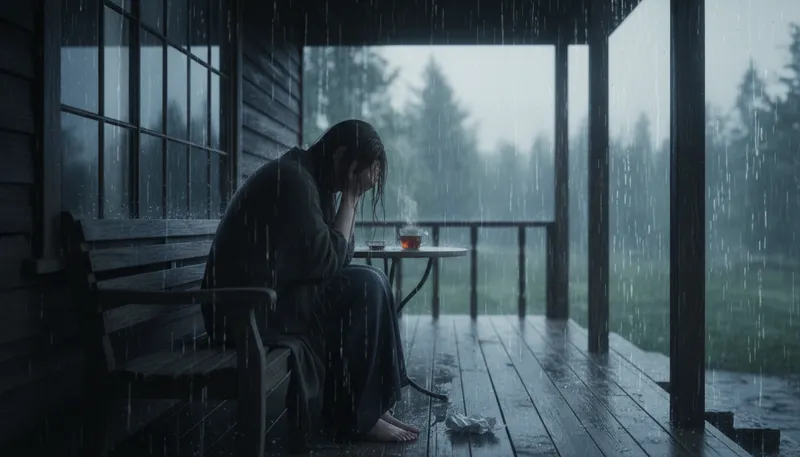 Illustration of depression: A mental state of deep sadness and hopelessness.