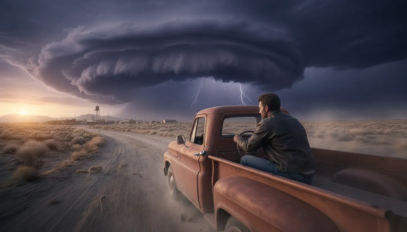 Illustrazione di get out of Dodge: to leave a place quickly, especially to escape