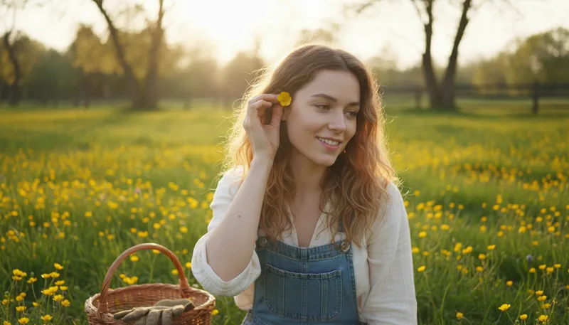Illustration of buttercup: A yellow flower often found in fields.